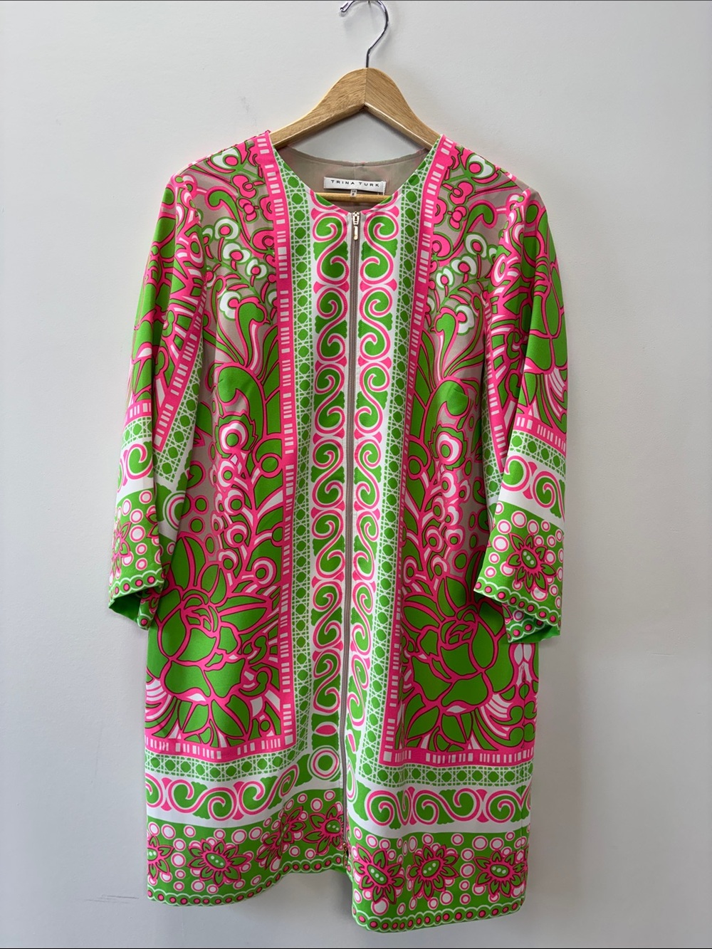 Trina Turk Botanical 3/4-Sleeve Zip Dress